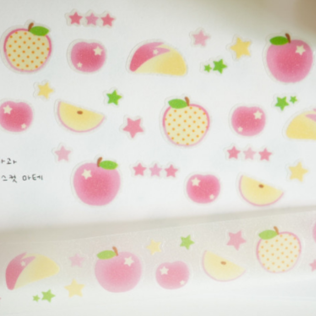 Fluffy Skin Pink Apple Kiss Cut Masking Tape