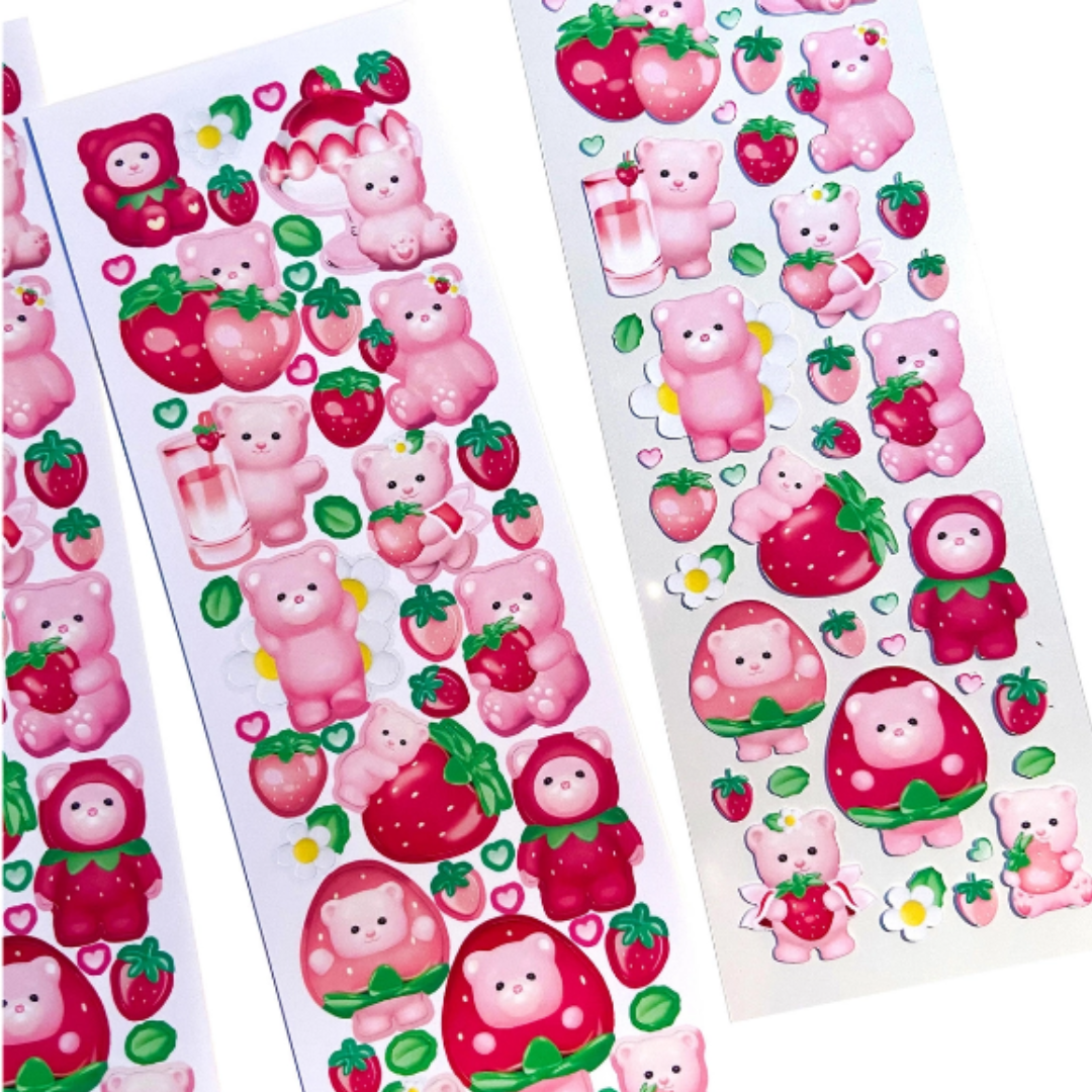 Moii ttoi strawberry bear sticker
