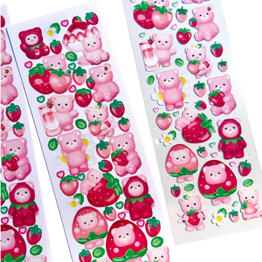 Moii ttoi strawberry bear sticker