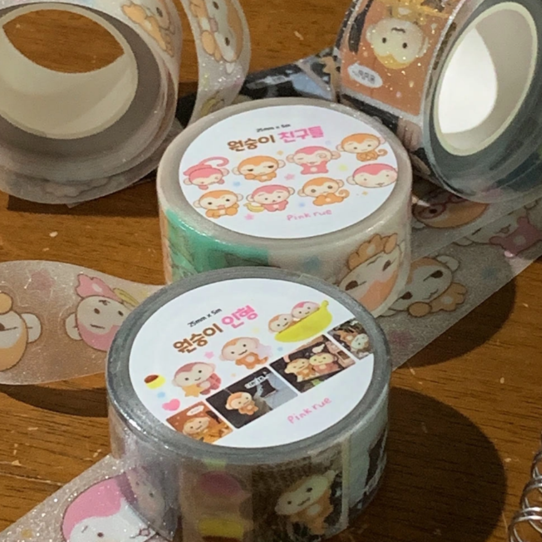 Pink Rue Monkey & Tomatoes Kiss-cut Tape [3 vars]