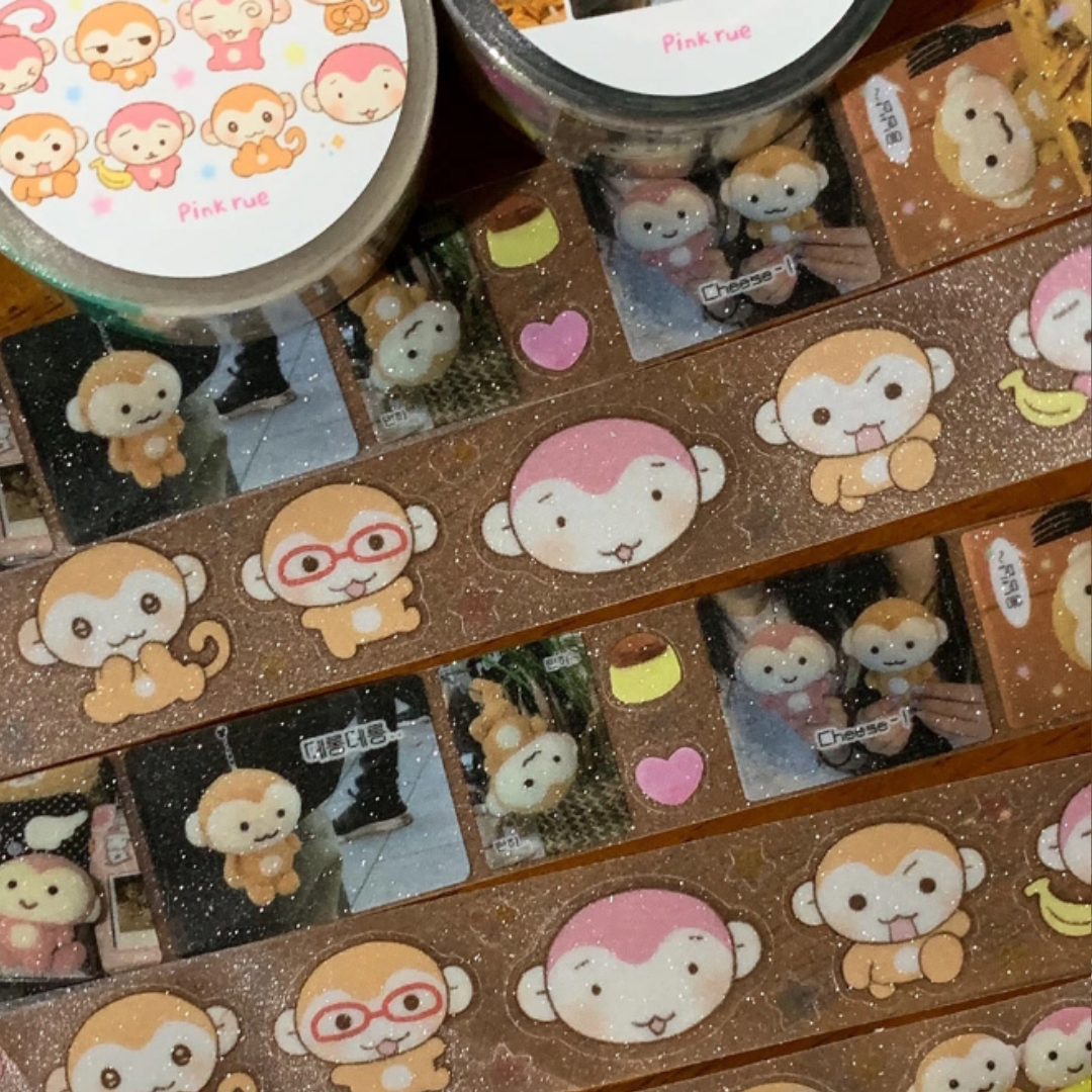 Pink Rue Monkey & Tomatoes Kiss-cut Tape [3 vars]