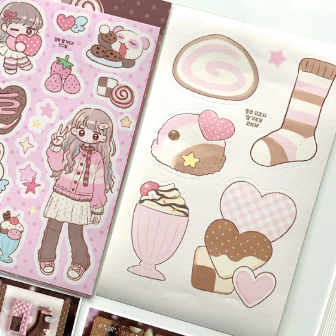 Pink Rue Chocolate Sticker Set