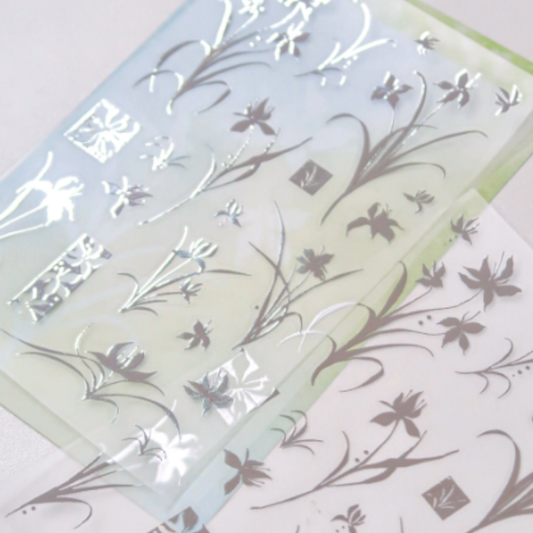 Pearly Button  Silver Orchid Sticker