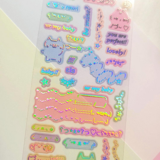 ZaikasWorld Kaomoji Coloured Transparent Sticker