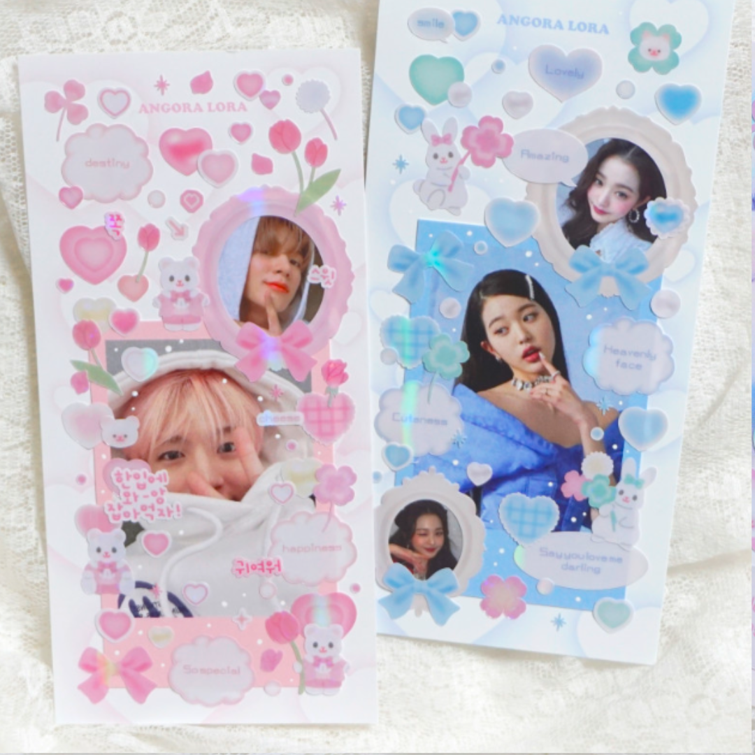 Angora lora pearl heart sticker (6 vars)