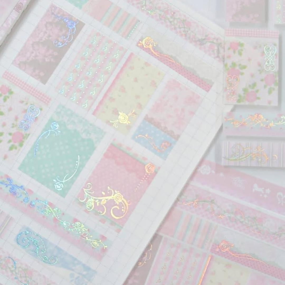 Pearly Button Antique Rose Pattern Sticker