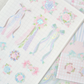 Pearly Button  Shabby Rose Ribbon Charm Sticker