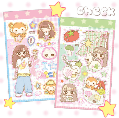 Pink Rue Patch Work GIrl Sticker (2 vars)