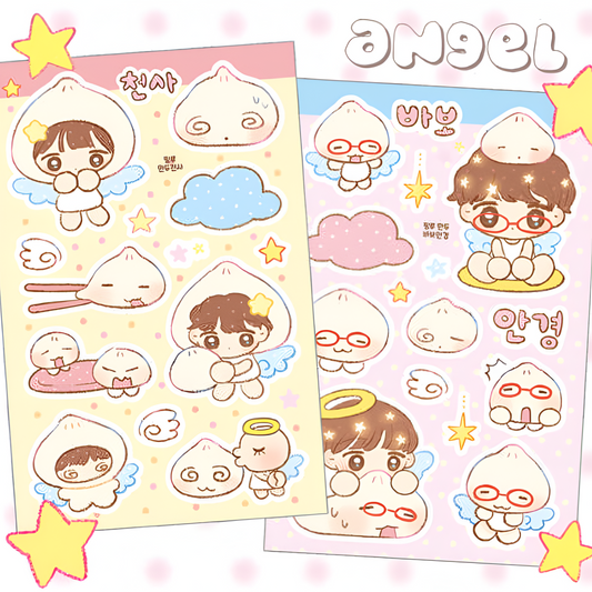 Pink Rue Dumpling Angel Sticker (2 vars)