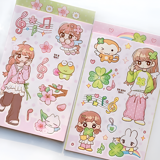 Pink Rue Notes and Clover Girls Sticker (2 vars)