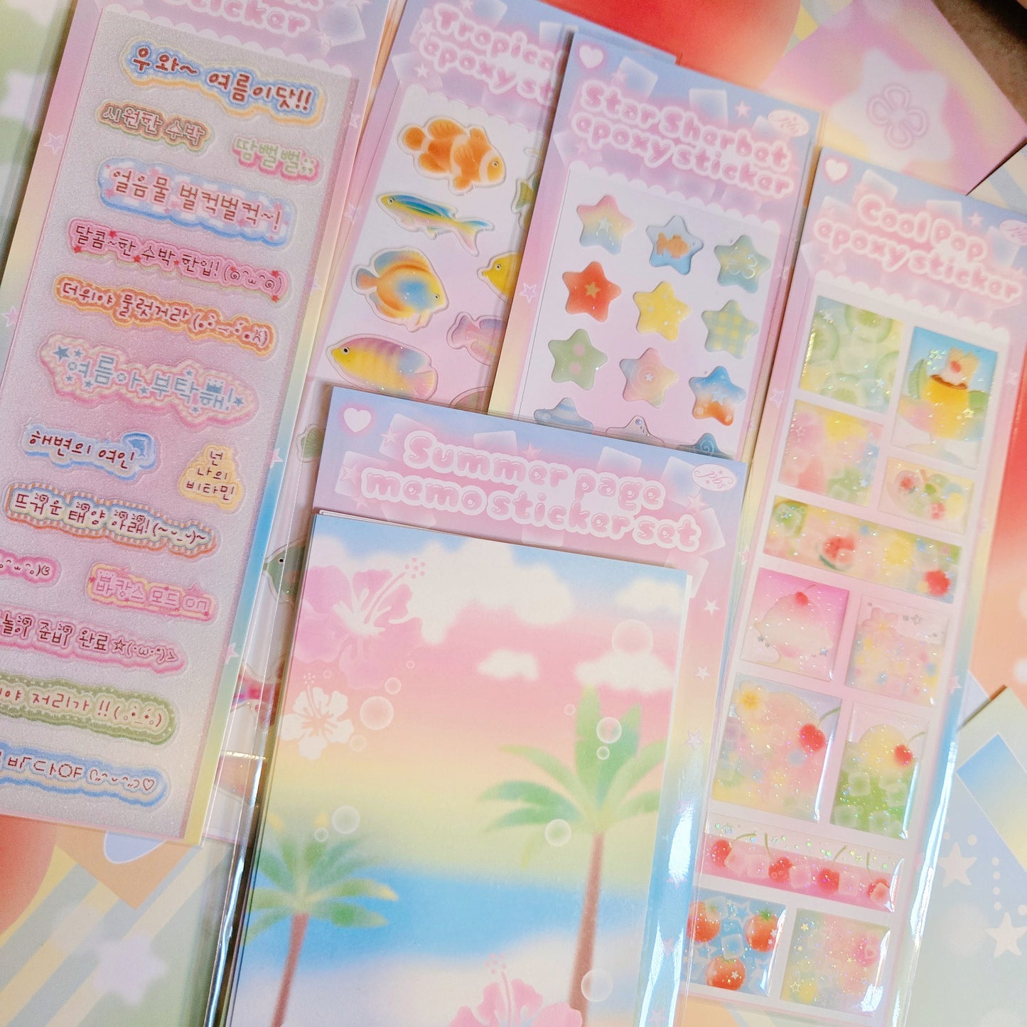 Pearly Button Summer Stickers Set