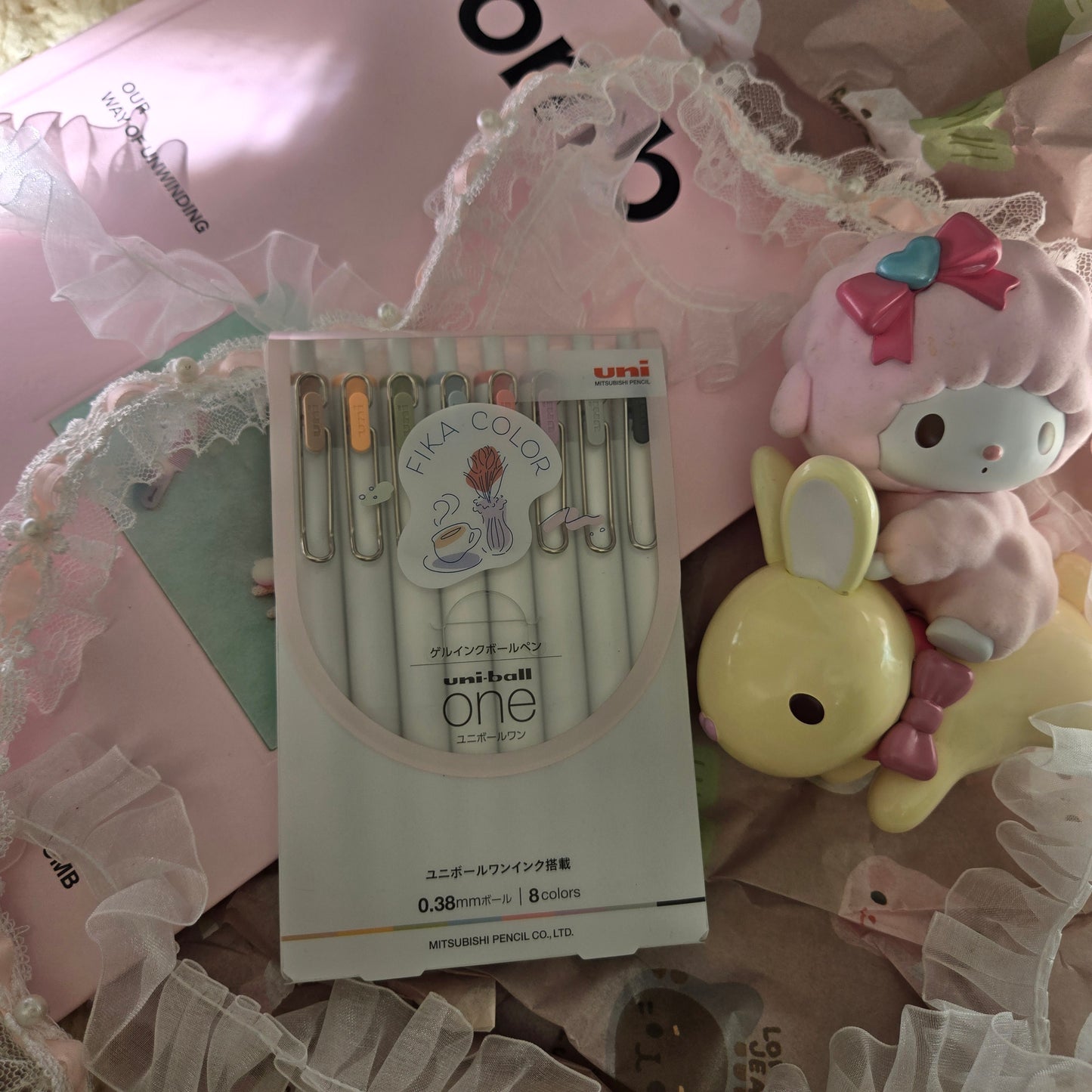 Uni Ball One Gel Ink Ball Point Pen 0.38mm 8 Fika Colors Set Mitsubishi Pens