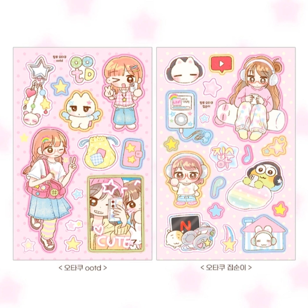 Pink Rue Otaku Daily Life Sticker (2 vars)