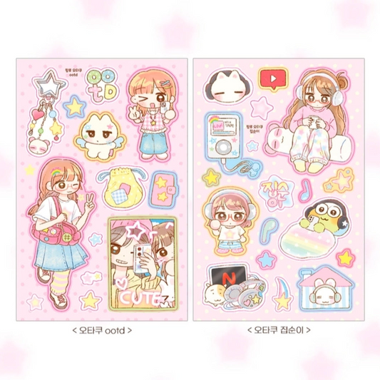 Pink Rue Otaku Daily Life Sticker (2 vars)