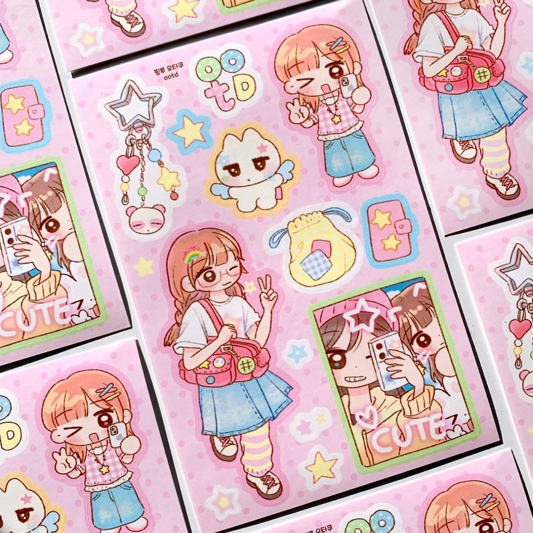 Pink Rue Otaku Daily Life Sticker (2 vars)