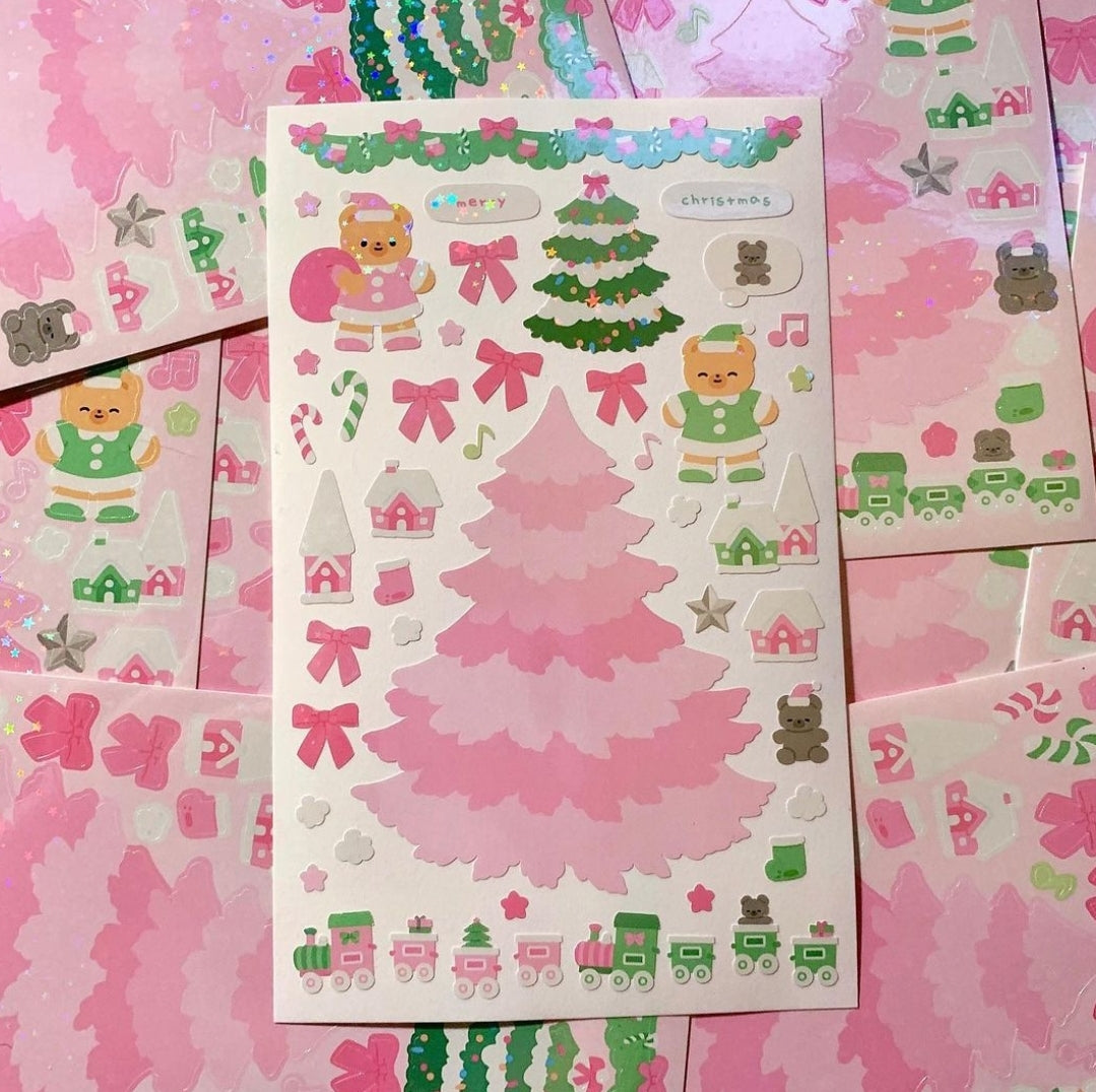 Malangcong pink Christmas tree sticker