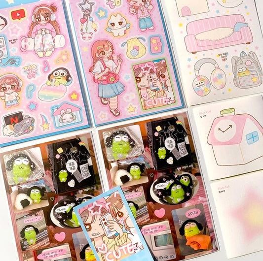 Pink Rue Otaku Daily Life Sticker Set