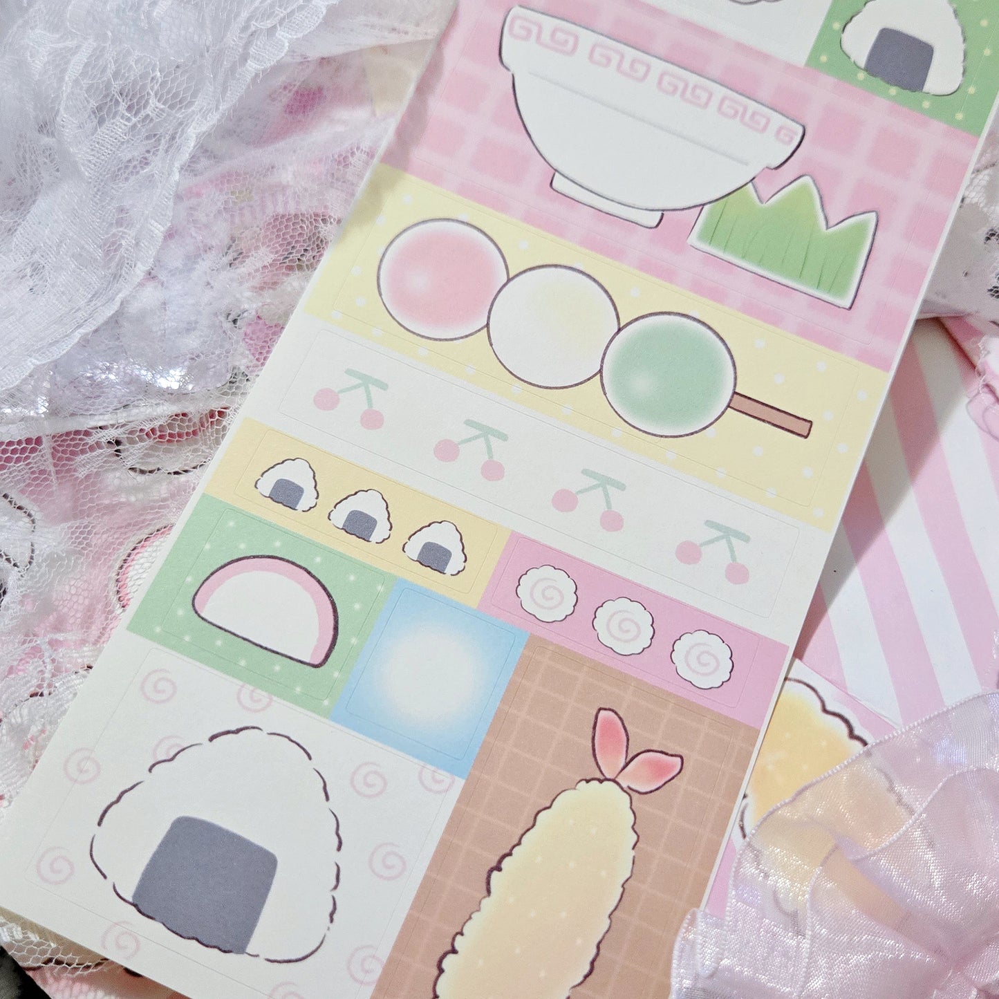 Pink Rue Rectangle Japanese Food Memo Sticker