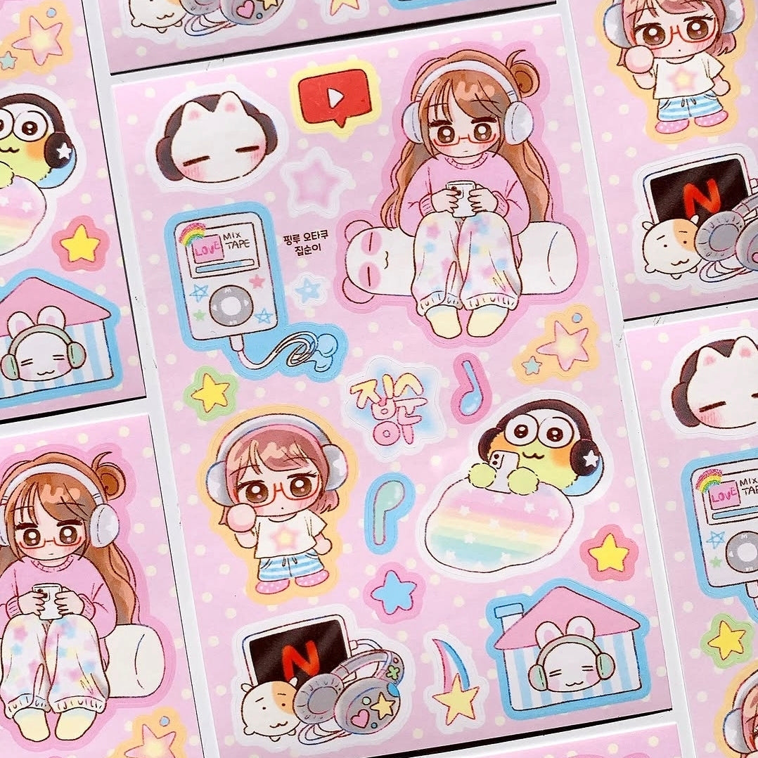 Pink Rue Otaku Daily Life Sticker (2 vars)
