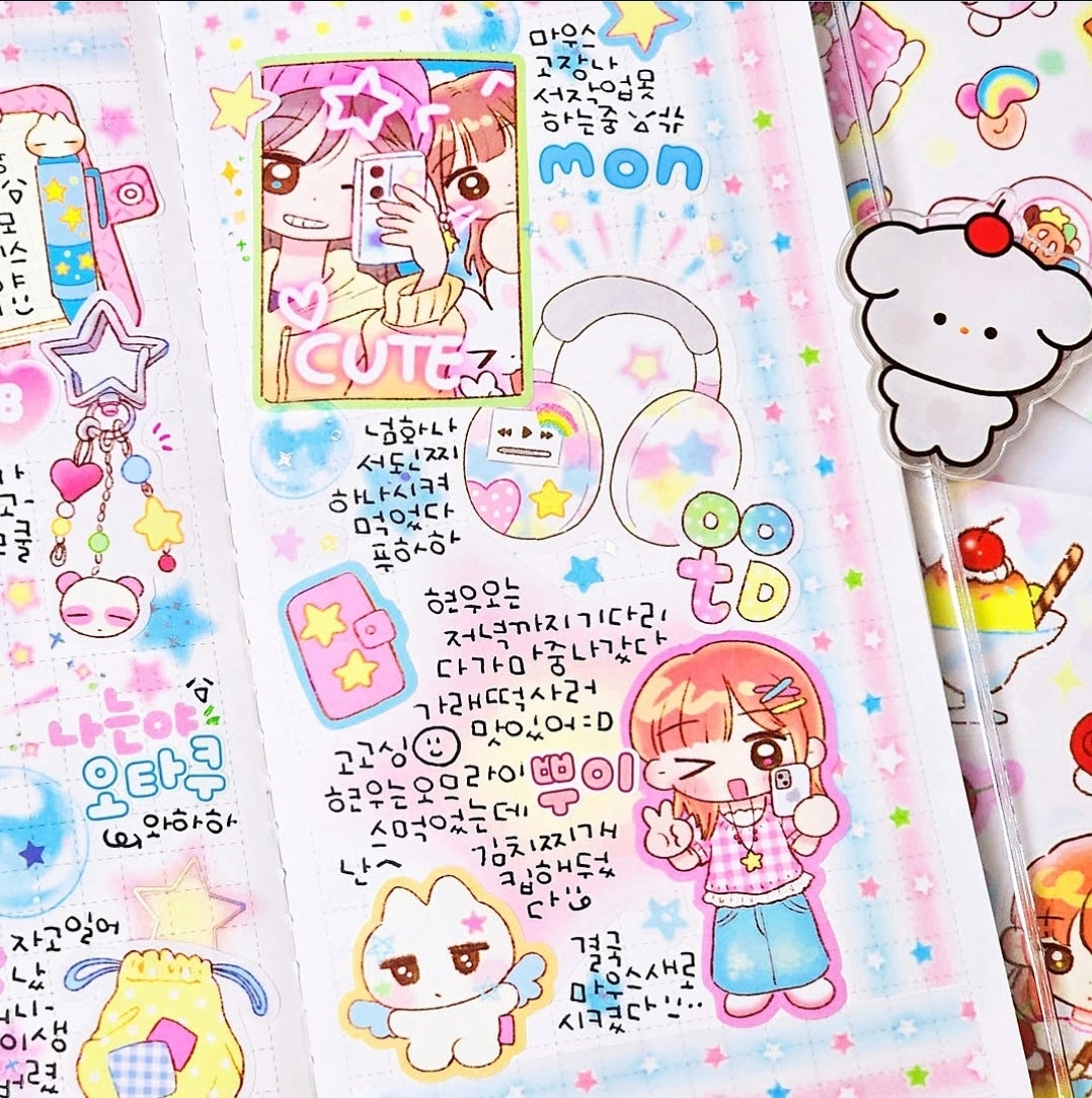 Pink Rue Otaku Daily Life Sticker Set