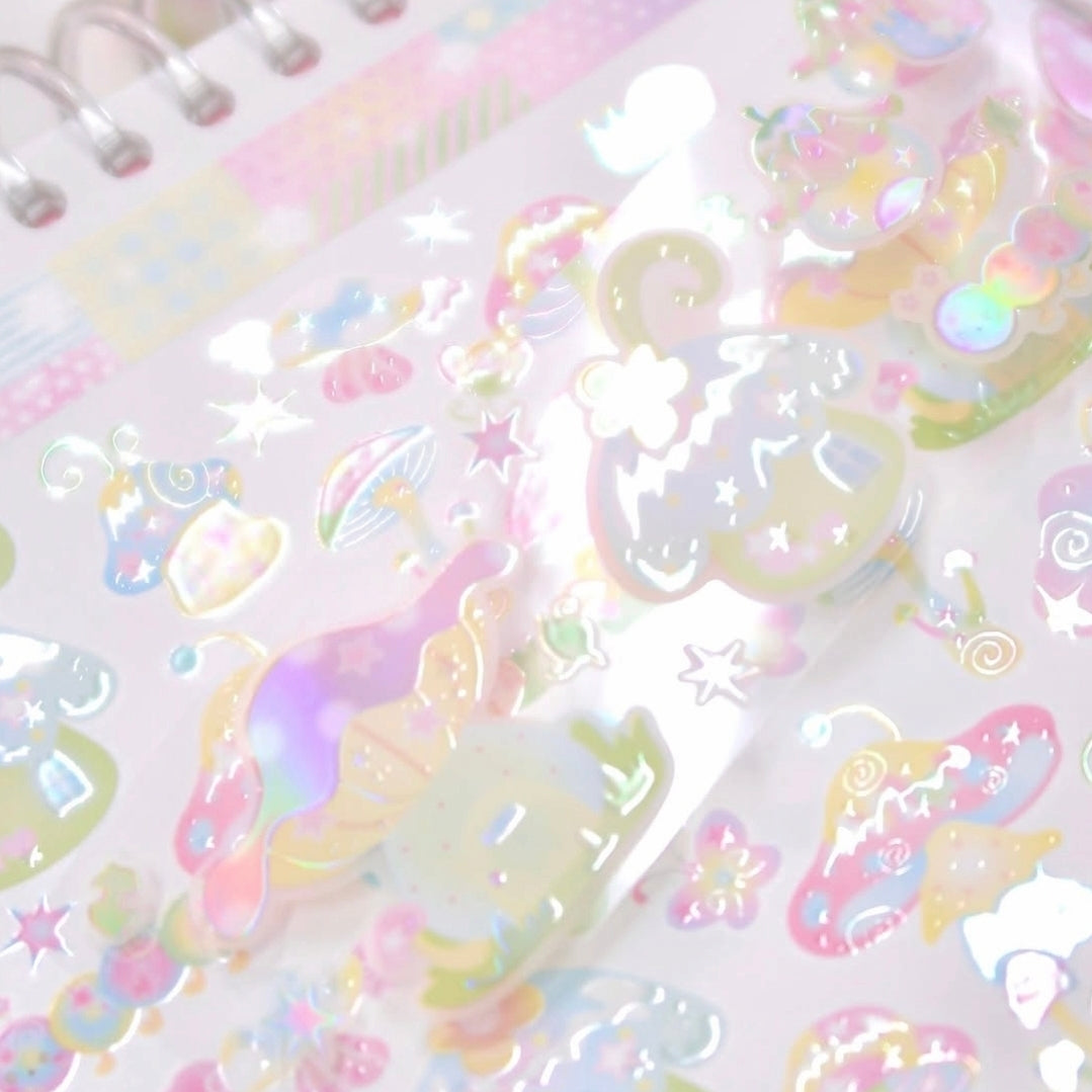 Pearly Button Aurora Fairy Mushroom Kiss-cut Tape