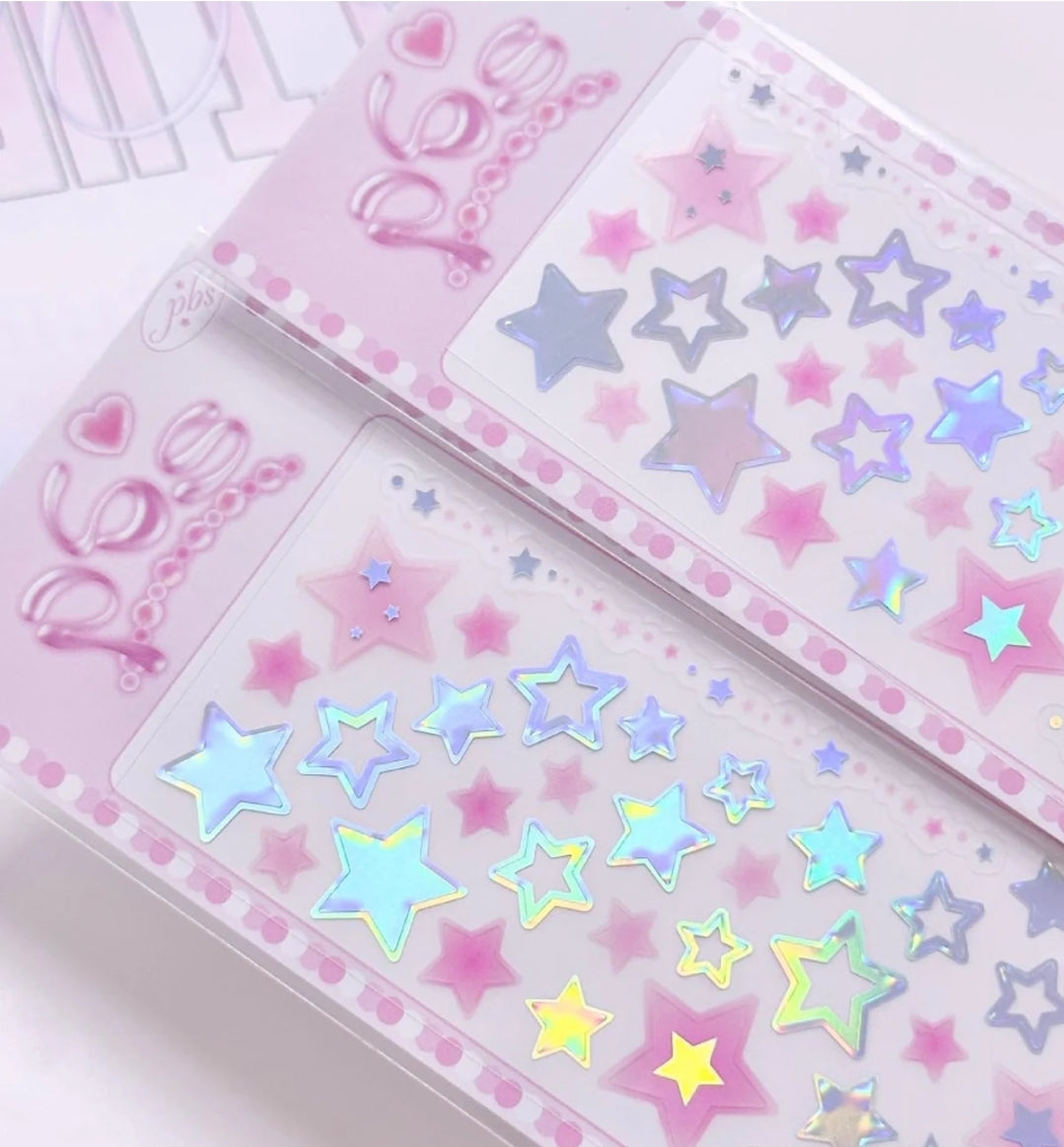 Pearly Button Silver Star Sticker