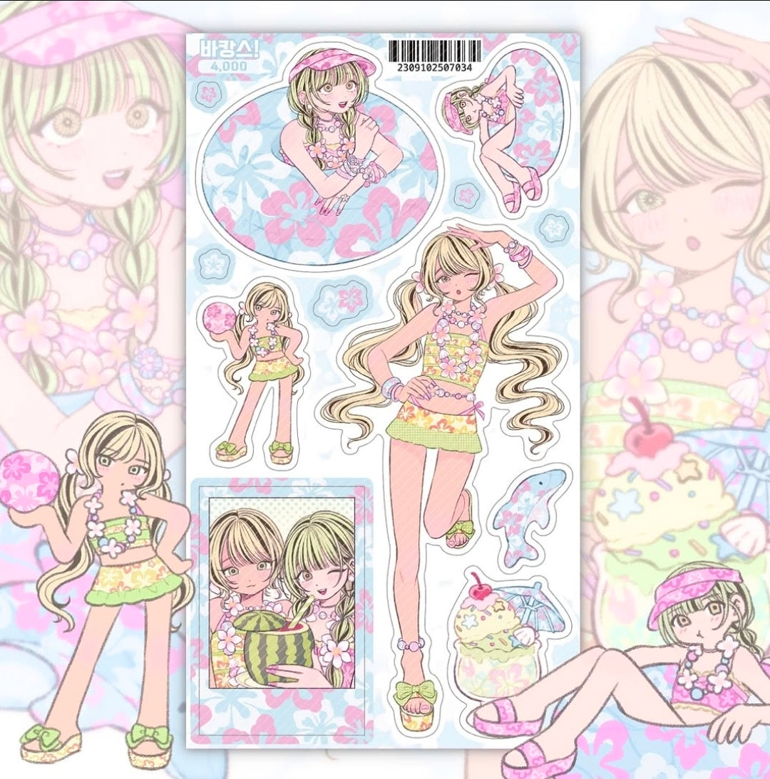 Sine Keem Gyaru Beach Day Sticker