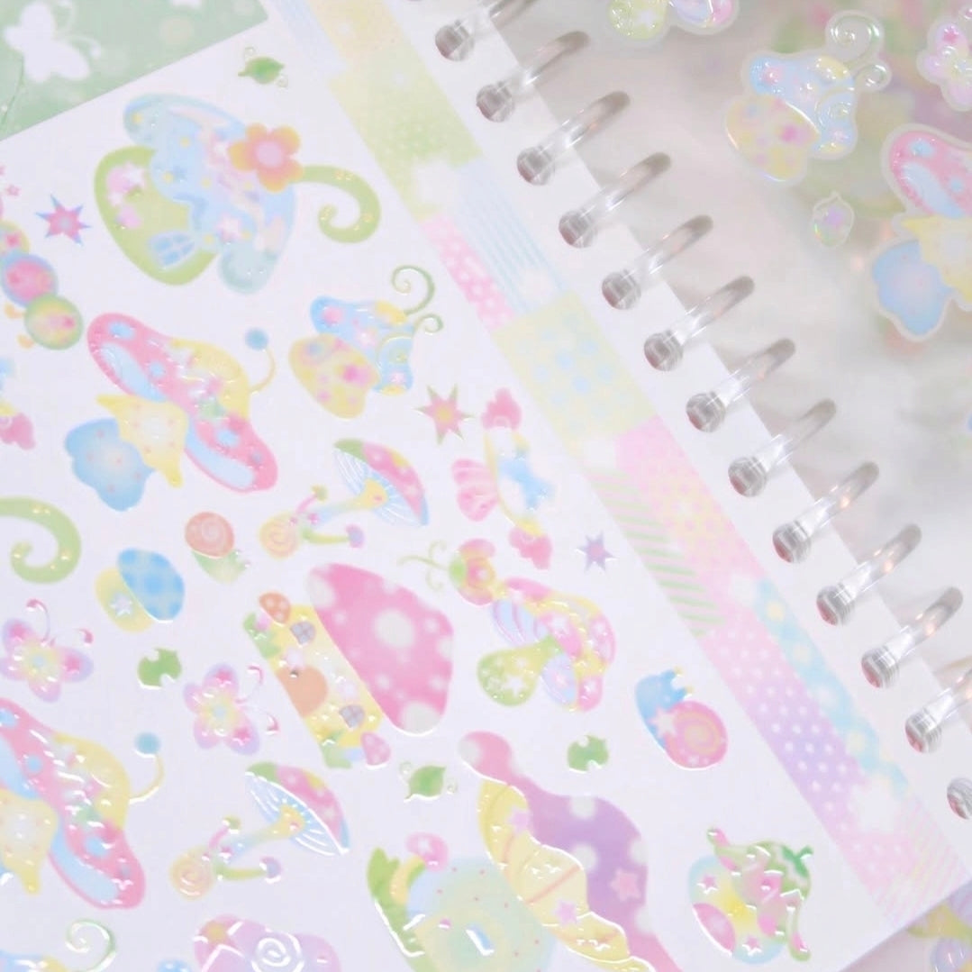 Pearly Button Aurora Fairy Mushroom Kiss-cut Tape