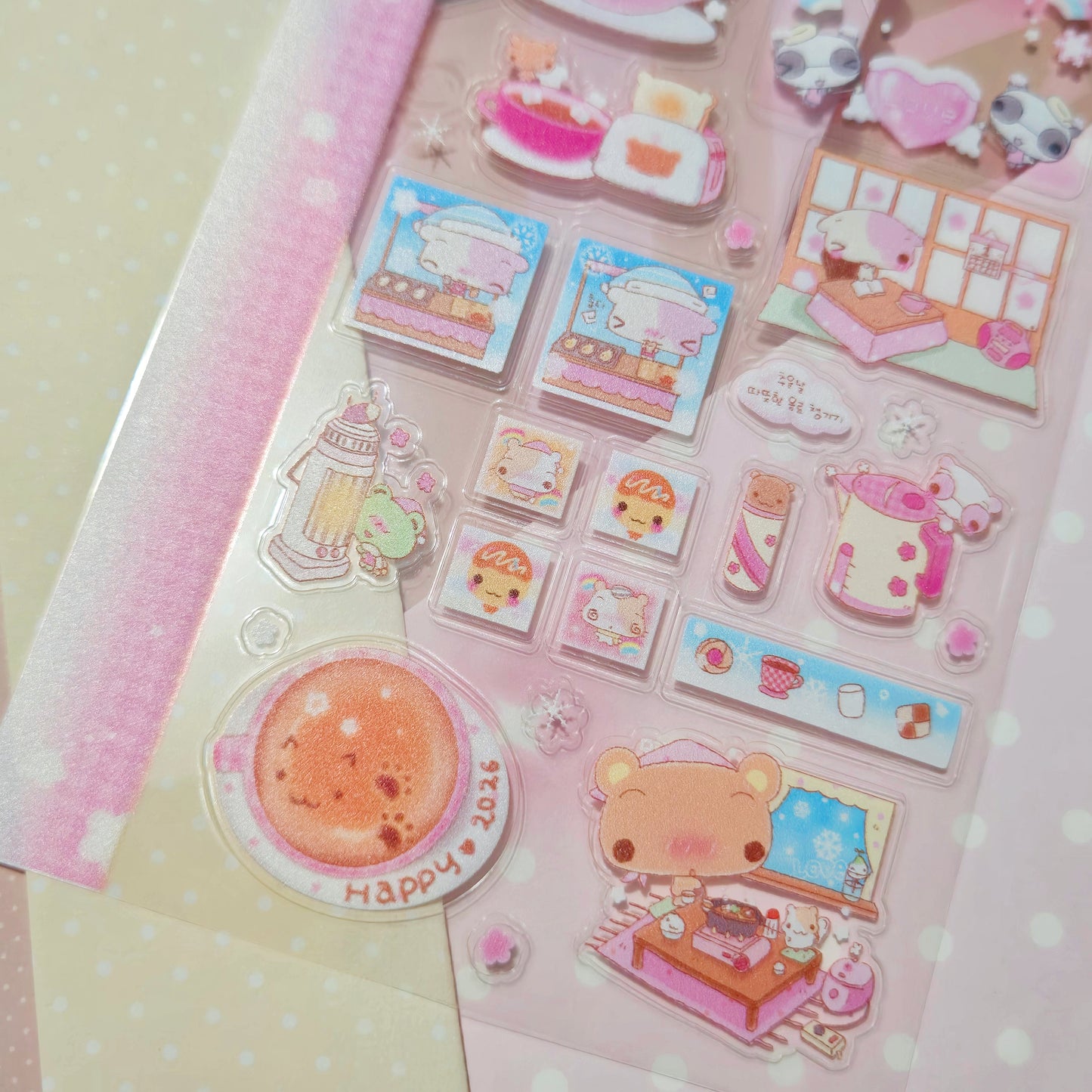 Happy Nyang Day Cozy Pink Winter Sticker