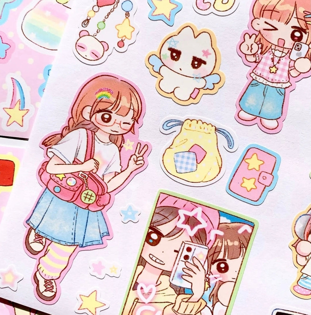 Pink Rue Otaku Daily Life Sticker (2 vars)
