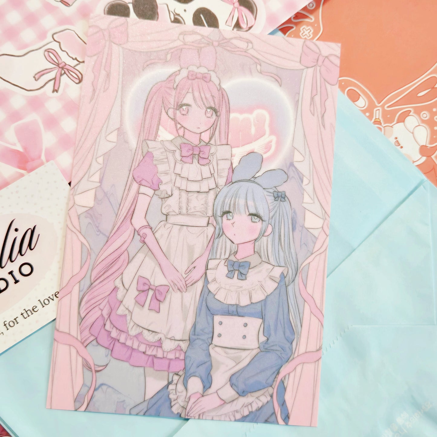 Mami Express Pink and Blue Maid Postcard