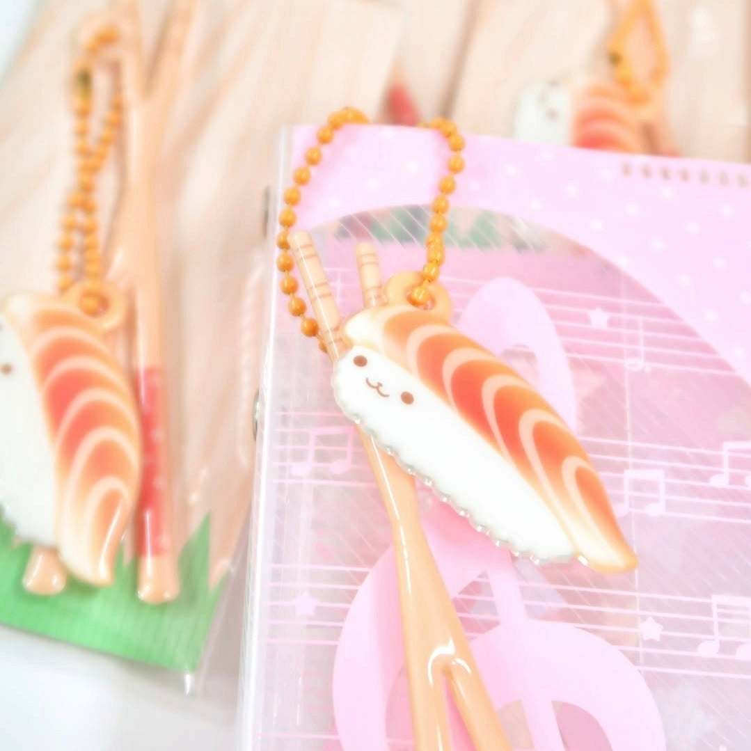 Pearly Button Salmon Sushi Keyring