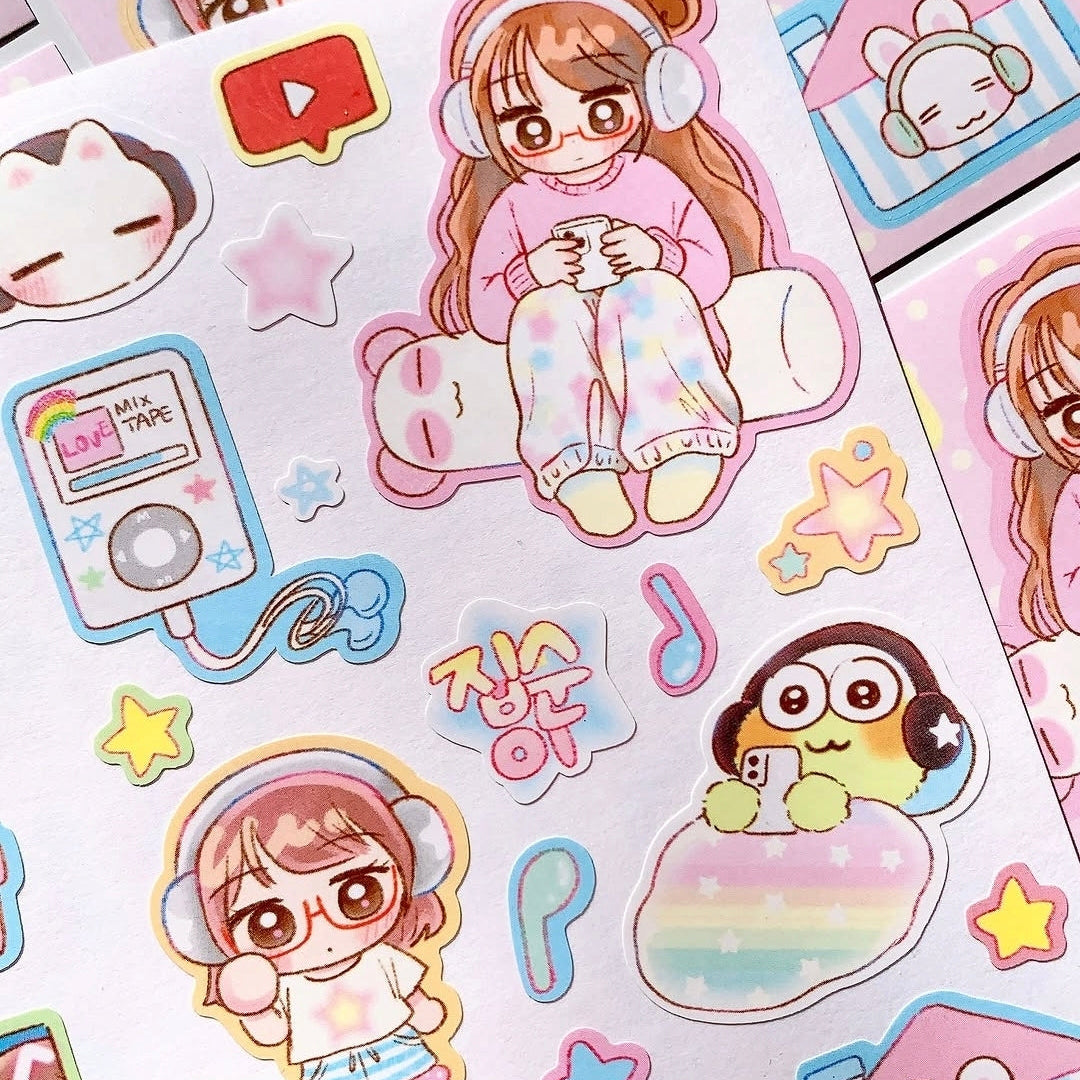 Pink Rue Otaku Daily Life Sticker (2 vars)
