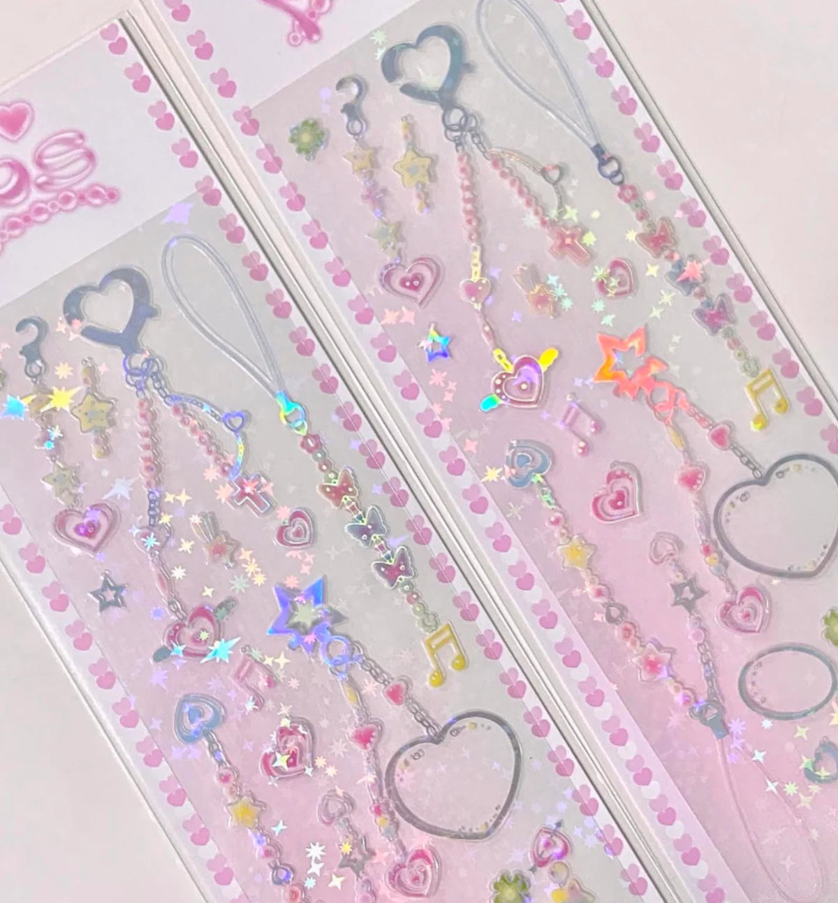 Pearly Button y2k Pink Chains Sticker Sheet