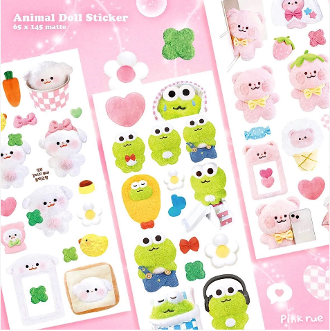 Pink Rue Animal Sticker Sheet (3 vars)