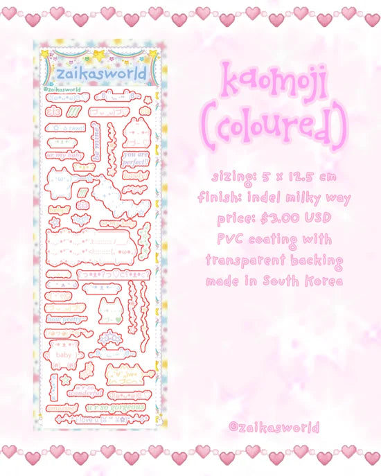 ZaikasWorld Kaomoji Coloured Sticker