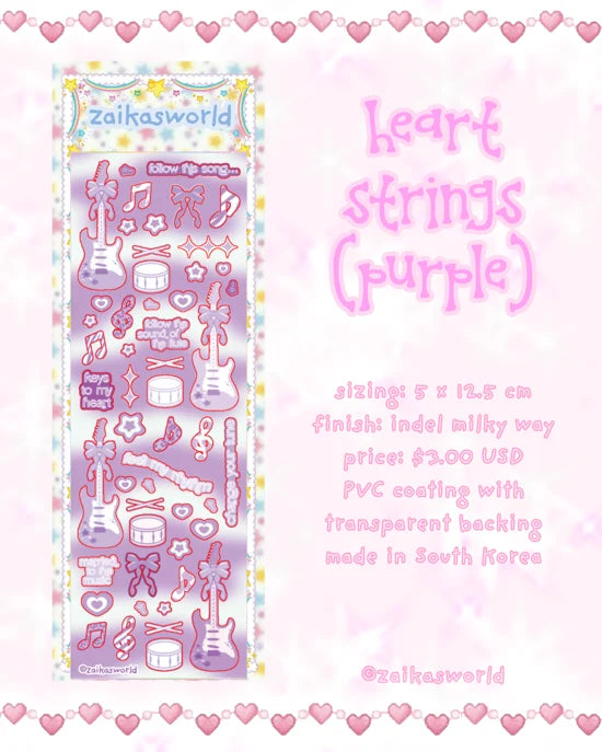 ZaikasWorld Heart String Purple Sticker