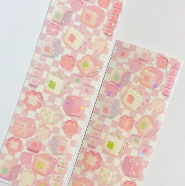 Fluffy Mark Pastel Pink Dice Sticker Sheet